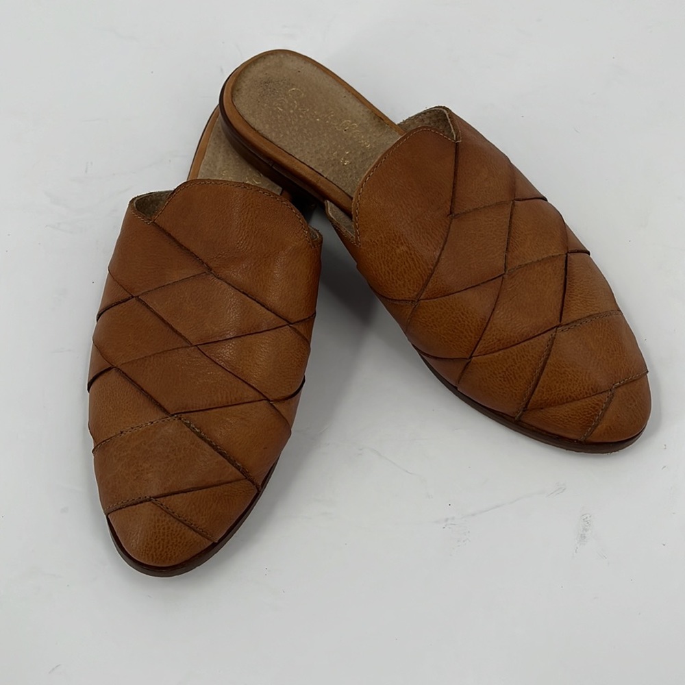 Seychelles Woven Leather Mule Slides in Brown